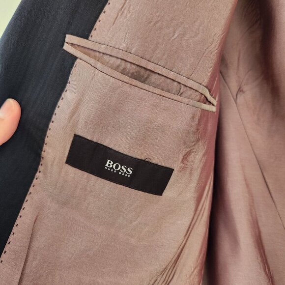 Hugo Boss Black Wool Blazer Jacket Suit Jacket Two Button Closure Men's 38R - Picture 10 of 11